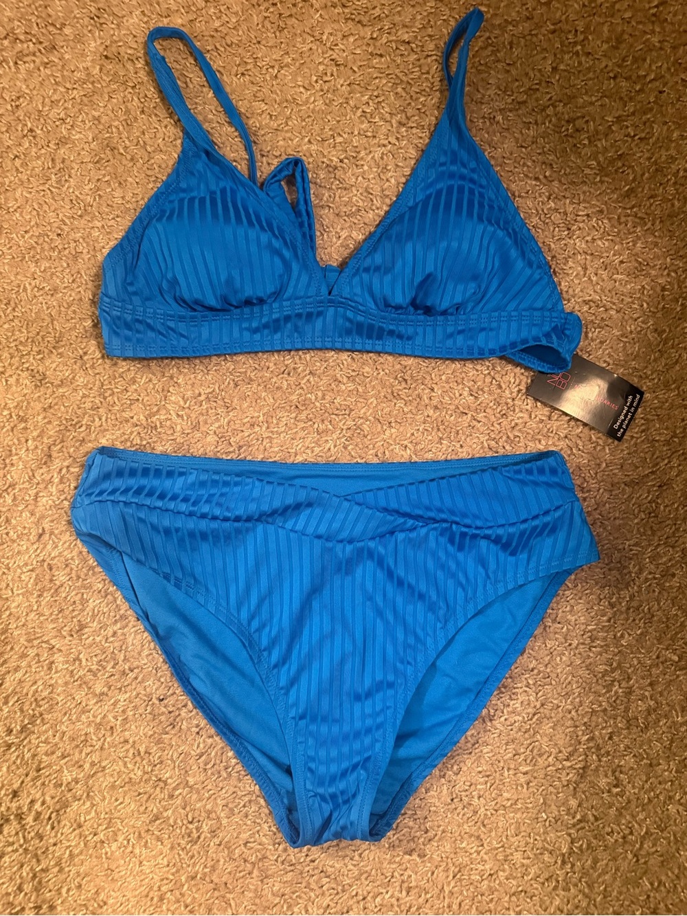 Blue Ribbed Women's Bikini Set